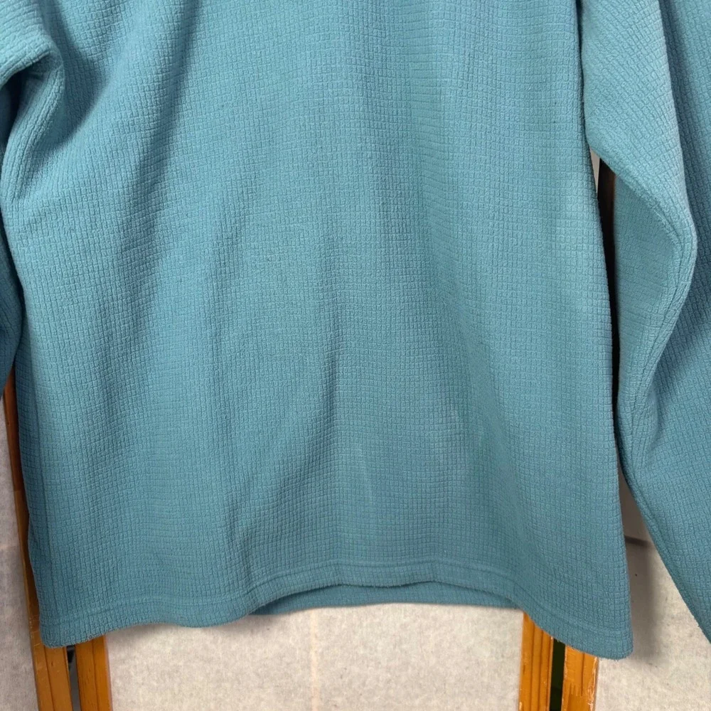 The North Face Pullover‎ Medium Teal Blue Waffle Knit Grid Fleece 1/4 Zip Mens